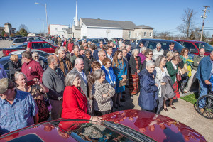 A large crowd gathers