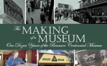 Collage of images showing scenes from the museums opening, volunteers, and its current location.
